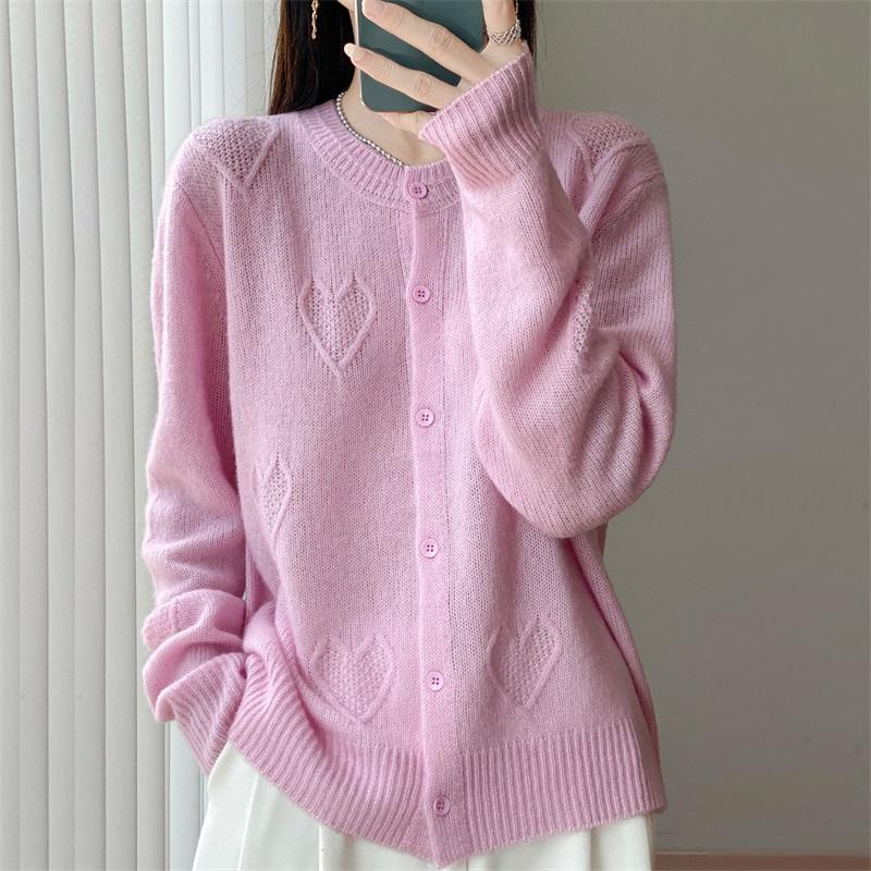 QingHe Cashmere Women's 30% Cashmere Cardigan - Soft & Warm Wool Blend Sweater