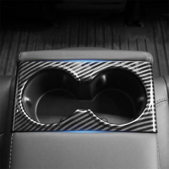 ABS Carbon Fiber Rear Water Cup Holder Cover For Tesla Model 3 Highland 2024