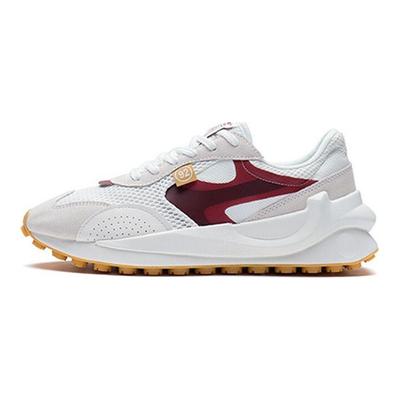 Li Ning Fangyuan Tissu Classique Amortissant Respirant Coupe Basse Chaussures de Sport Décontractées Femme sneaker Blanc Rouge AGCS108-5