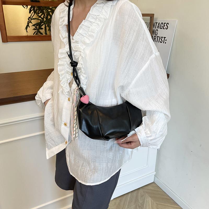 Fashionable Dumpling Shape Shoulder Bag For Women Street Trend Pu Material Zipper Opening Crossbody Purse For Daily Use