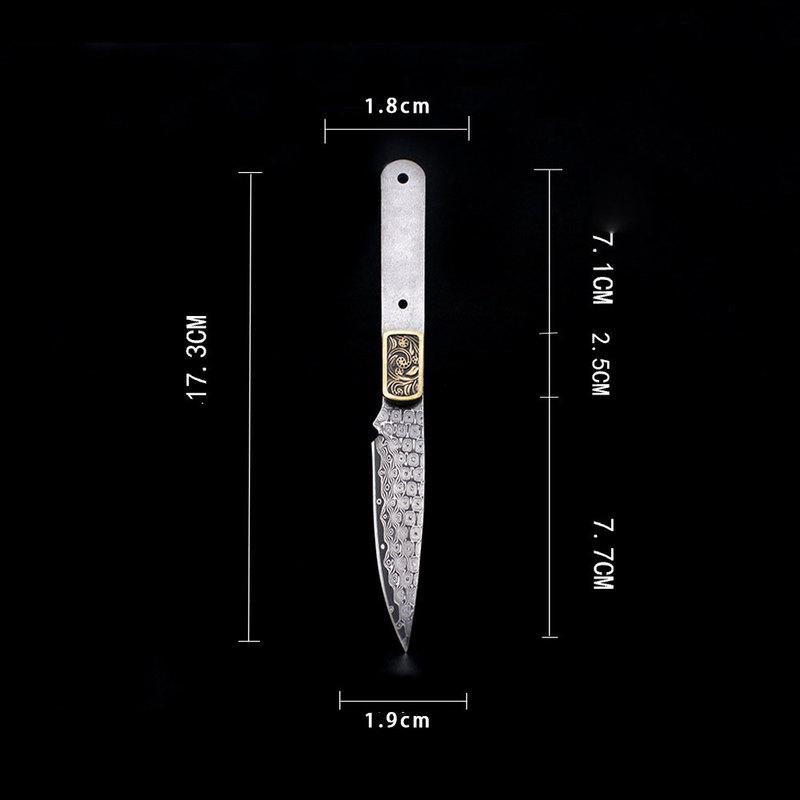 Damaststahl Messerklinge DIY Halbfertig Teemesser Nadel Gerades Messer Handwerkzeuge Materialwissenschaft