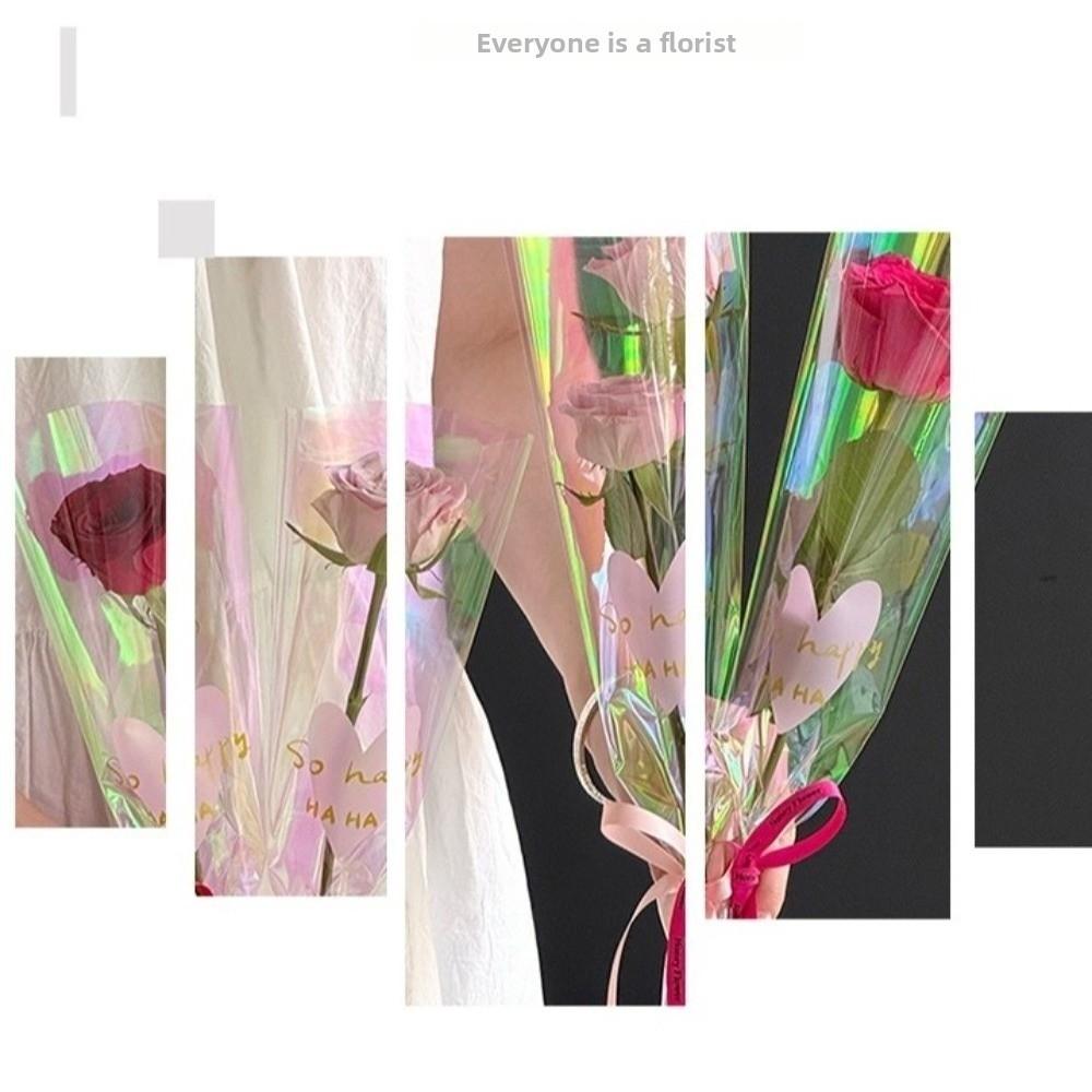 30PCS Love Heart Flower Packaging Bag Waterproof Bouquet Packaging Sleeve Flower Wrapping Bag