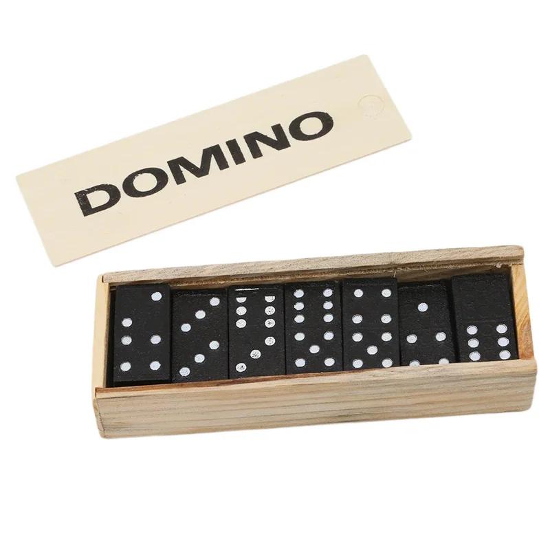 Wood Domino Blocks Kits Domino Board Games Travel Funny Table Game Domino Toys For Kid Children Educational Toys Gifts
