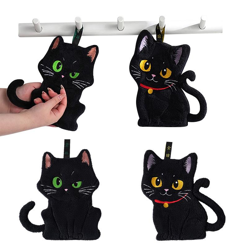 Lucky Cat Hand Towel Absorbent Coral Fleece Kitchen Bathroom Towel Quick Dry Soft Hand Wiping Cloth Multi Color Decorative Towel