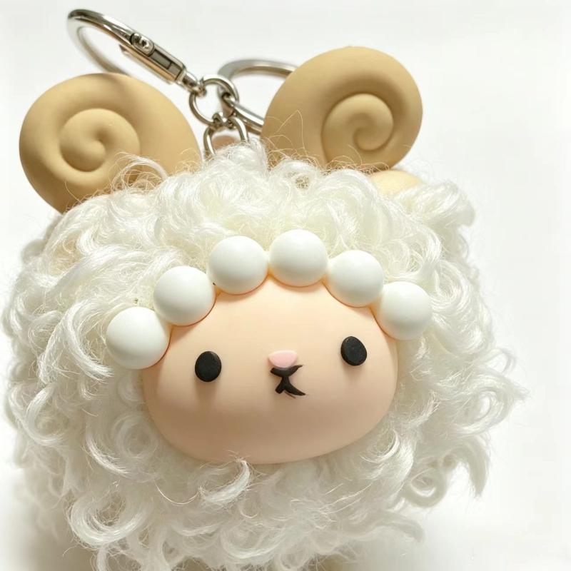 Soft Fluffy Curly Sheep Plush Keychain Mini Stuffed Lamb Pendant Durable Bag Accessory for Travel Luggage Decor Small Gifts
