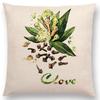 Lovely Birds Flowers Plants Sofa Pillow Case Hummingbird Rose Raspberries Lemon Dill Clove Almonds Cushion Cover
