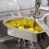 Stainless Steel Drain Basket Triangular Kitchen Sink Rack Self Adhesive Wash Basin Sink Filter Bowl with Hook Fruit Container