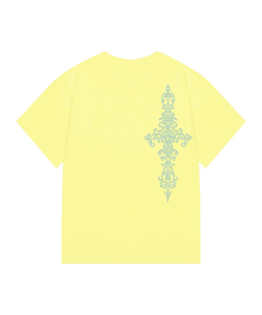 GRAVER [Unisex] Sim Cross Slim Short Sleeve T-Shirt_Yellow