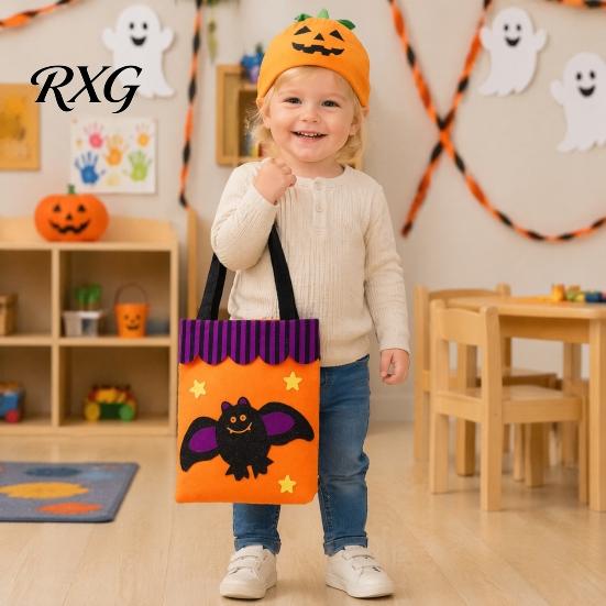 Decorative Halloween Bags Candy Bag, Cute Pumpkin Ghost Tote for Kids, Spooky Cartoon Pattern Treat Bag Party, Trick or Favor Gift