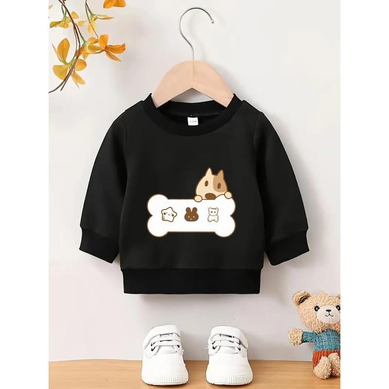 Kids Sweatshirt Cute Print Pattern Easy Sweet Baby Spring Lightweight Round Neck Sweatshirt