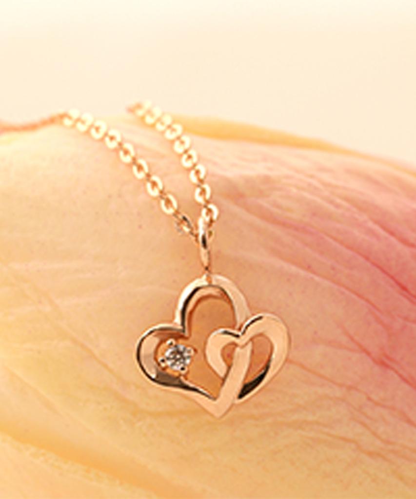 Loveenb [14K Gold] Double Heart Necklace