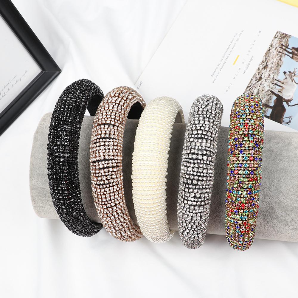 Hair Hoop Headband Luxury Wedding Headdress Full Crystal Rhinestone Pearl Haiband Baroque Tiara