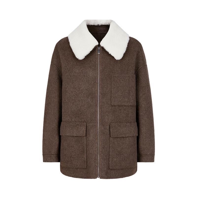 Annacou Women's 100% Wool Double-Faced Jacket Coat