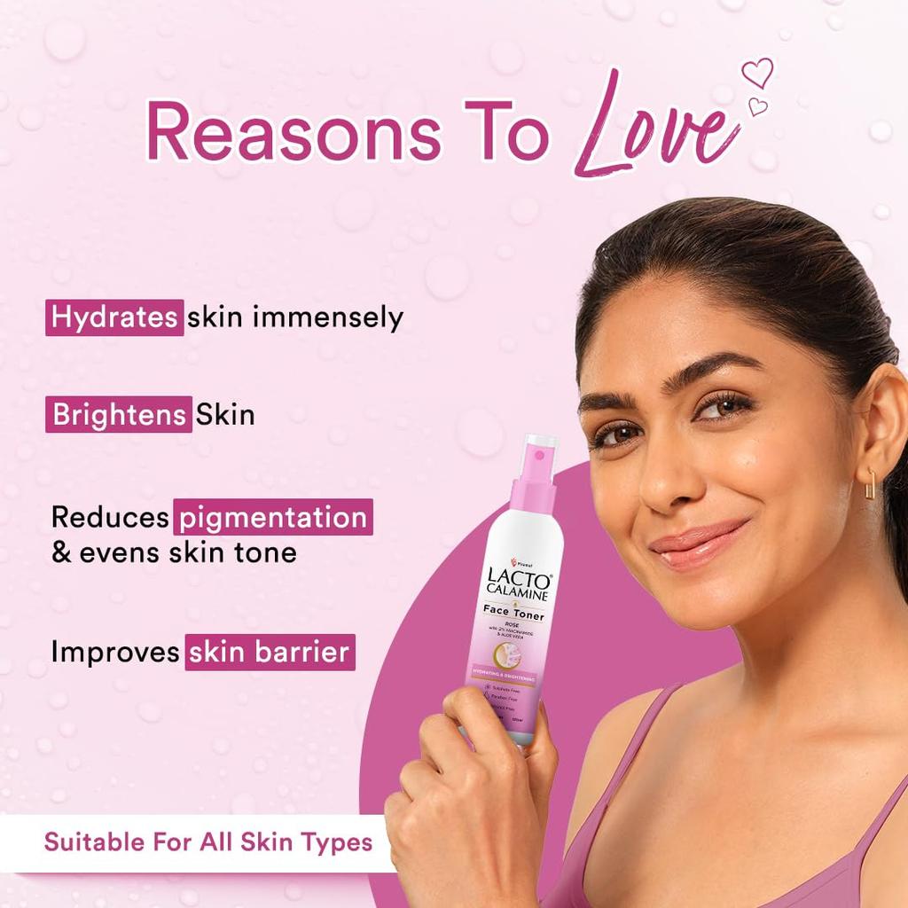Lacto Calamine Rose Water Toner For Glowing Skin 120ml Pack Of 1 Hydrating Face Toner