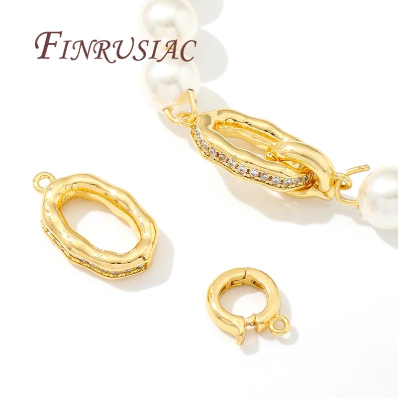 18K Gold Plated Brass Zircon Locks For Jewelry Fasteners Clasps Accessories For DIY Beadwork Baroque Pearls Beads Jewelry Making