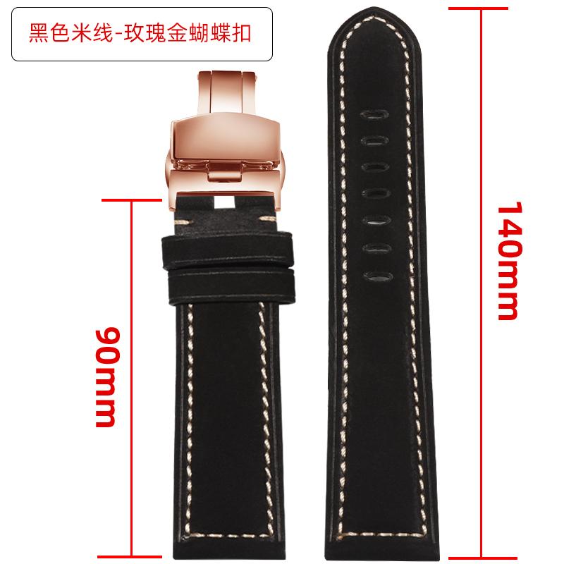 Extended matte crazy horse Frosted leather watchband 22m 24mm For Pam111 441 Hamilton Tissot Omega Casio men Vintage watch strap