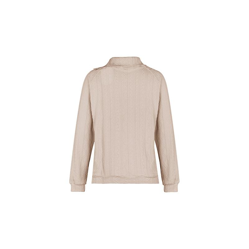 Spring and Autumn Women's Blouse Solid Color Irregular Lapel Sweatshirt Long Sleeve Tops