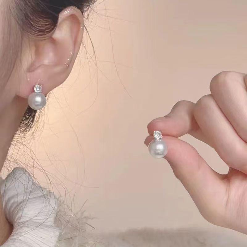 White Camellia Pearl Zircon Ear Cuff - No Piercing, French Style Earrings