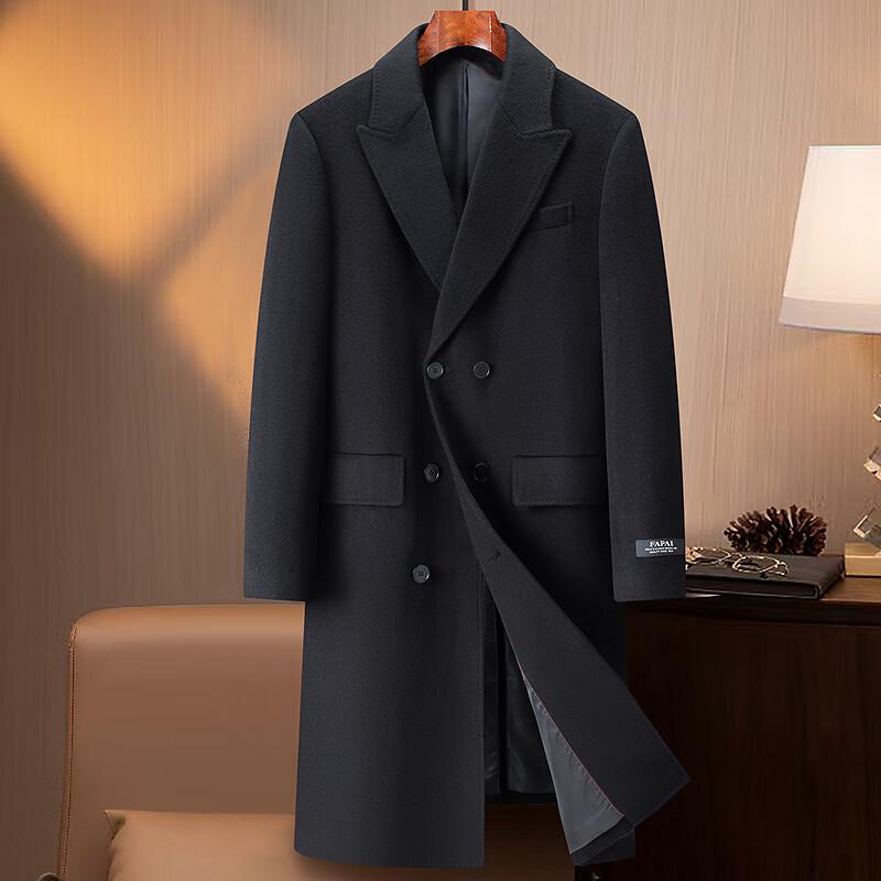 FAPAI Men's Double-Breasted Wool Blend Overcoat
