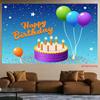 2D Birthday Cake Balloon Backdrop 2D Confetti Star Photo Background for Themed Shoot
