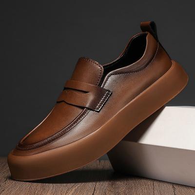 Luxe Merk Heren Echt Leer Loafers 2024Nieuw Comfortabel Antislip Dikke Zool Boot Mode Casual Flats Zakelijk Kleding Rijschoen