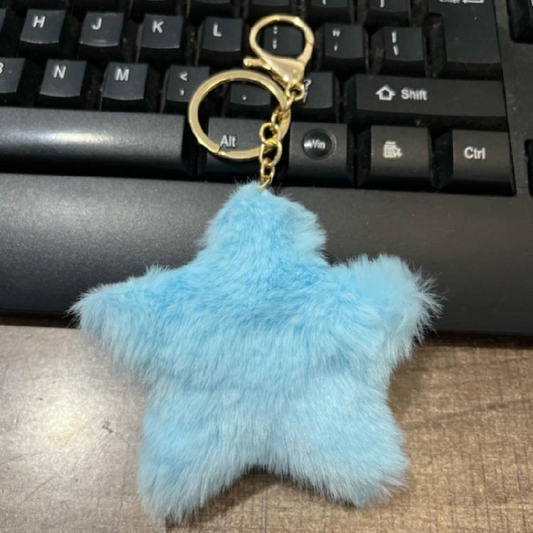 Multi Functional Star Keychain Plush Soft Key Holder Blue Design For Quick Access And Decorative Purposes