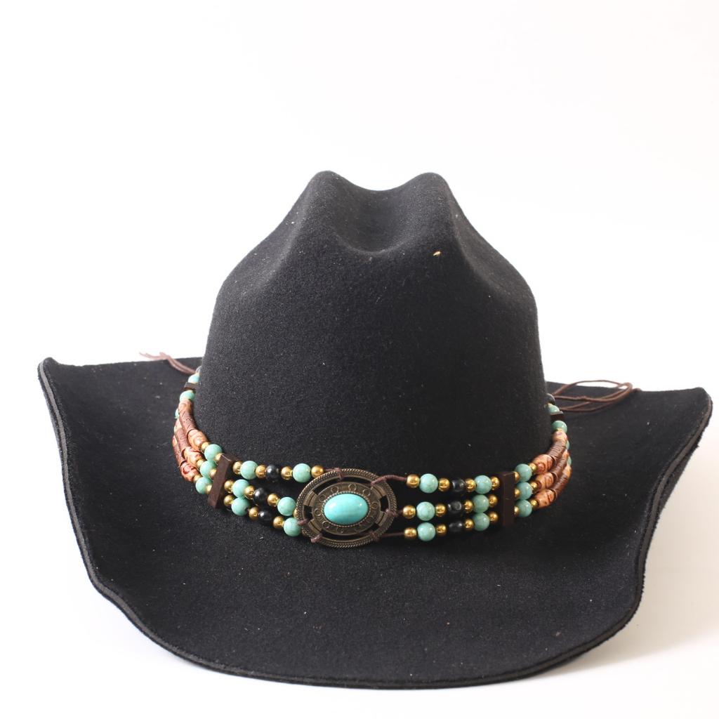 Popular European and American Classic Imitation Cashmere Felt Hat, Men's and Women's Fashion Seamless Edge Western Cowboy Hat