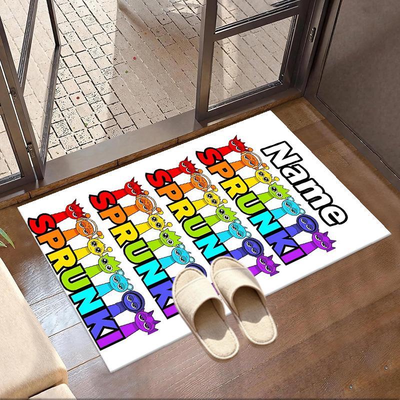 Custom Name Personalized Sprunki Game Print Carpet, Versatile Home Decor Rug, for Playroom, Apartment, Balcony, Entryway, Hallway Gift