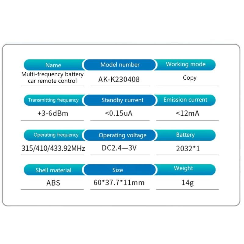 Kopierfernbedienung 3 Tasten Drahtlose Duplizierfernbedienung 315MHZ/433MHZ/430MHZ Arbeitsfrequenz Duplizierfernbedienungen