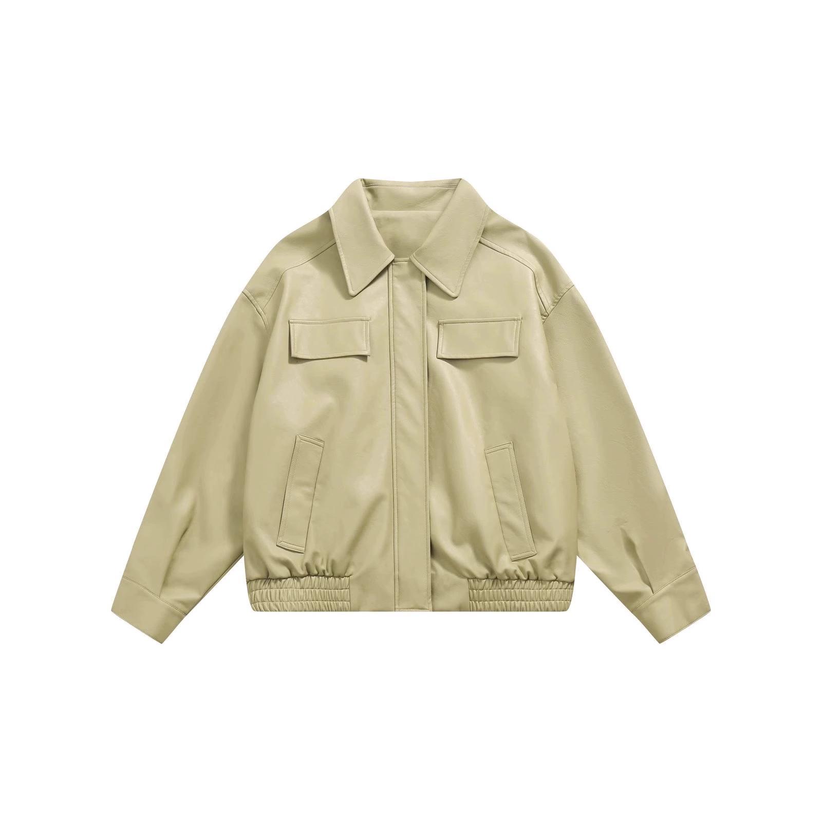 

Женская куртка в стиле ретро стрит-стайл из ПУ кожи, весенне-осеннее короткое повседневное пальто, модный милый крутой дизайн. S