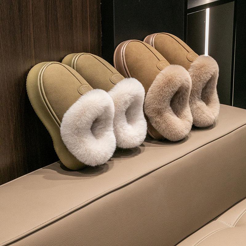 New Women's Thick-soled Cotton Slippers Home Indoor Couple Velvet Warm Feet Comfortable and Non-slip Winter Casual Cotton Mop