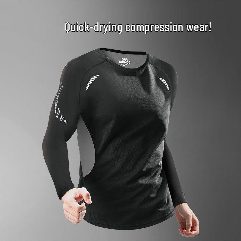 Herren Quick-Dry Langarm Fitnessbekleidung für Herbst/Winter - Hohe Elastizität Lauf-, Fußball-, Basketball-Trainingsshirt