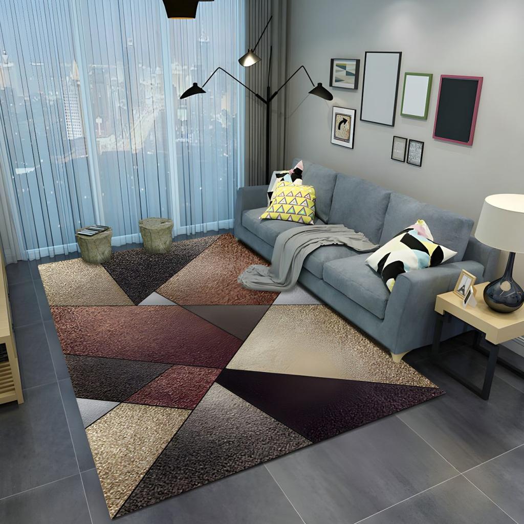 Nordic Carpet INS Style Living Room Rug Sofa Coffee Table Mat Bedroom Full Room Coverage Stain-Resistant Simple Geometric Grid