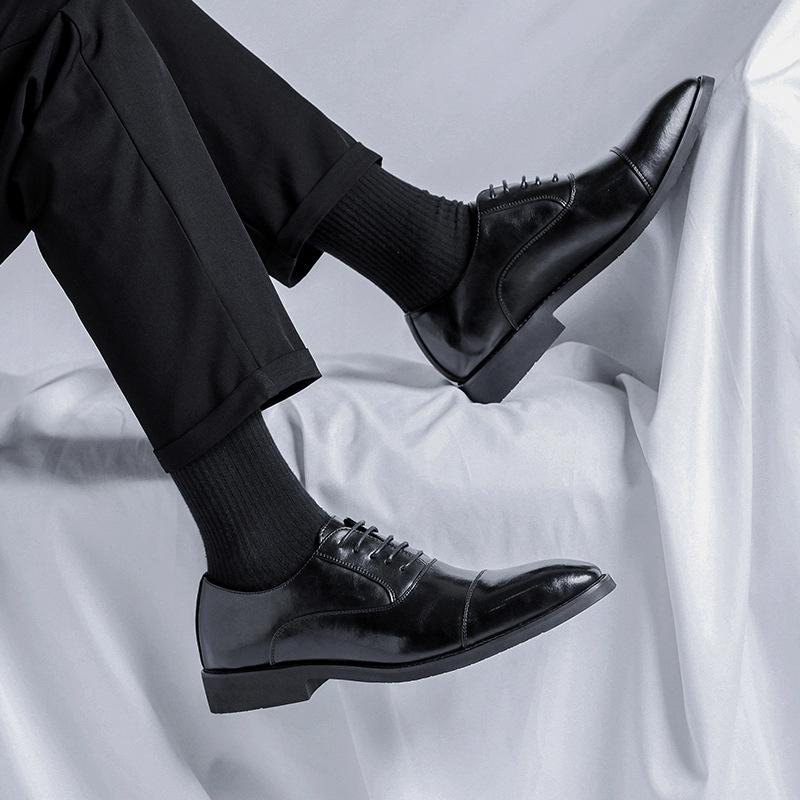 Three Joint Men's Leather Shoes Business Casual Dress Men's Shoes British Suit Shoes Men's Groom Wedding Shoes 8038-R