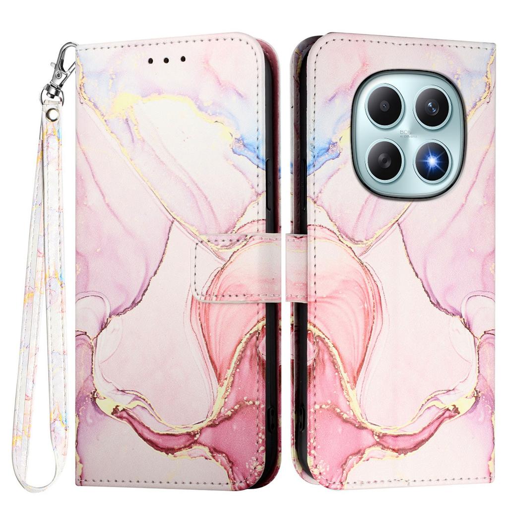 For Xiaomi Redmi Note 15 5G Case with Strap Marble Pattern Leather Phone Cover Card Holder