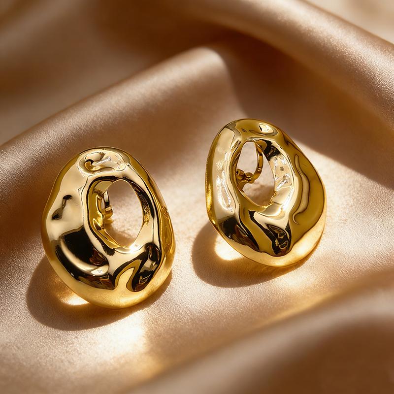 Trendy Korean Minimalist Statement Clip Earrings Jewelry Elegant Gold Color Goemtric Clip Earrings Without Piercing for Women