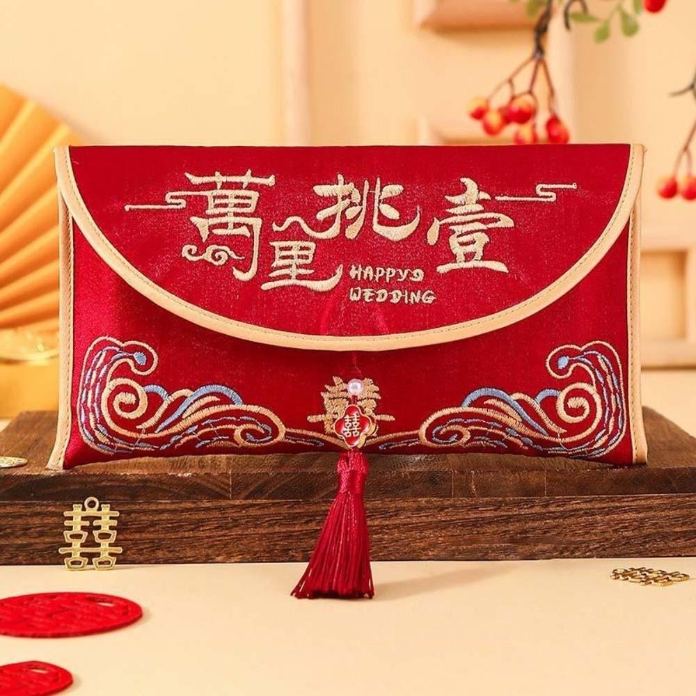 Brocade Cloth Tassel Brocade Red Envelope Spring Festival New Year Money Bag  Party Gifts