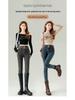 Damen Blaue-Graue High-Waist Schlankmachende Skinny Jeans mit Samtfutter