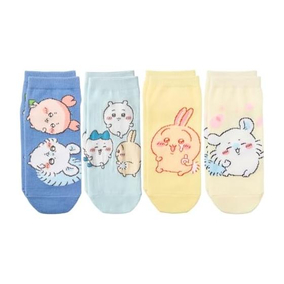 [Okamoto] Chikawa Socks Women s Hachiware Momonga Rabbit 4 Pair Set Sneaker Socks 23.0cm-25.0cm Assorted