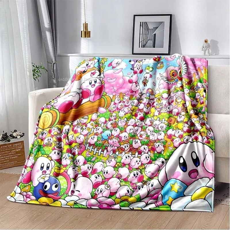 

Фланелева ковдра Kawaii Kirbys, подарунок для дітей, дівчаток, рожевий мультфільм, легкі теплі плюшеві подарунки на день народження 75cm x 90cm