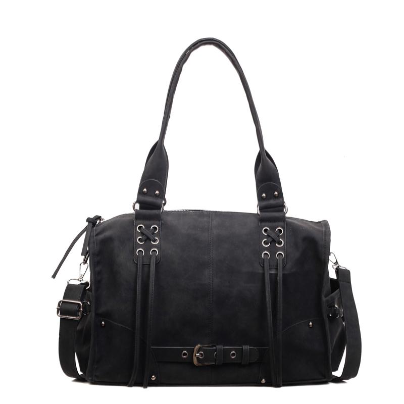

2026 Early Spring New Tote Large Capacity Faux Suede Shoulder & Crossbody Bags Solid Popularity Retro Handbags Bags for Women чёрный