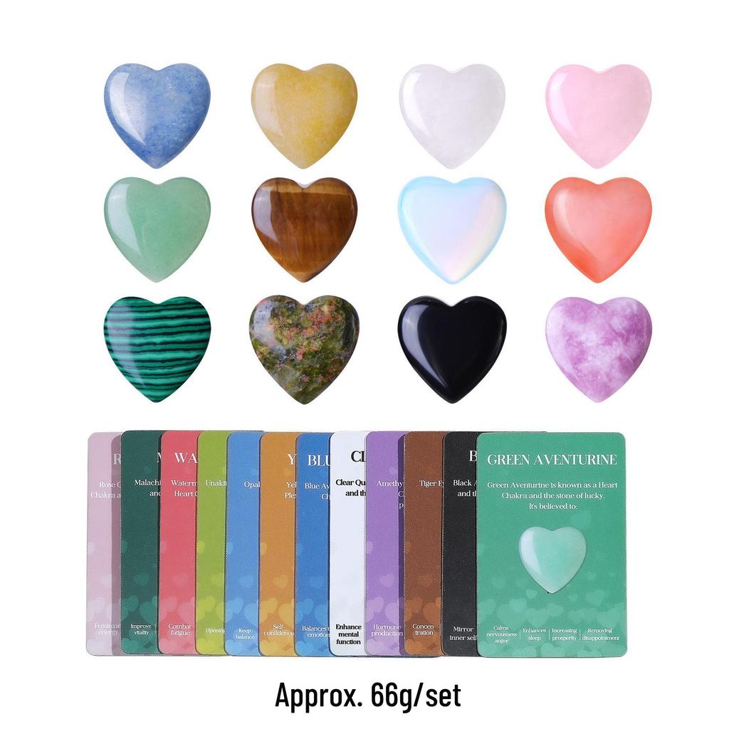 Valentine's Day Heart-Shaped Gemstone Set: Natural Crystal Stones for Gifts and Parties