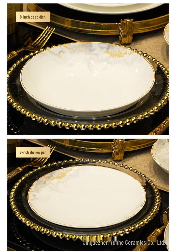 2024 New Luxury Glazed Ceramic Bowl and Plate Set with Chopsticks – High-Temperature Housewarming Gift