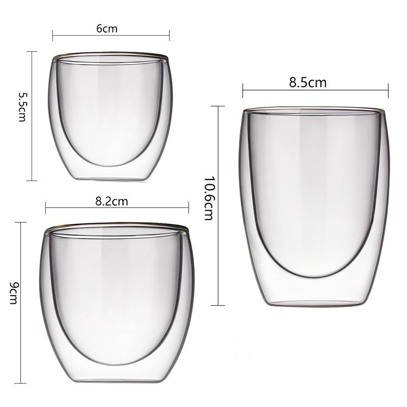 80ml/225ml/320ml Latte Coffee Cup Cocktail Glass Juice Mug Double Wall Glass Cup Heat-resisting Water Bottle Household Glassware