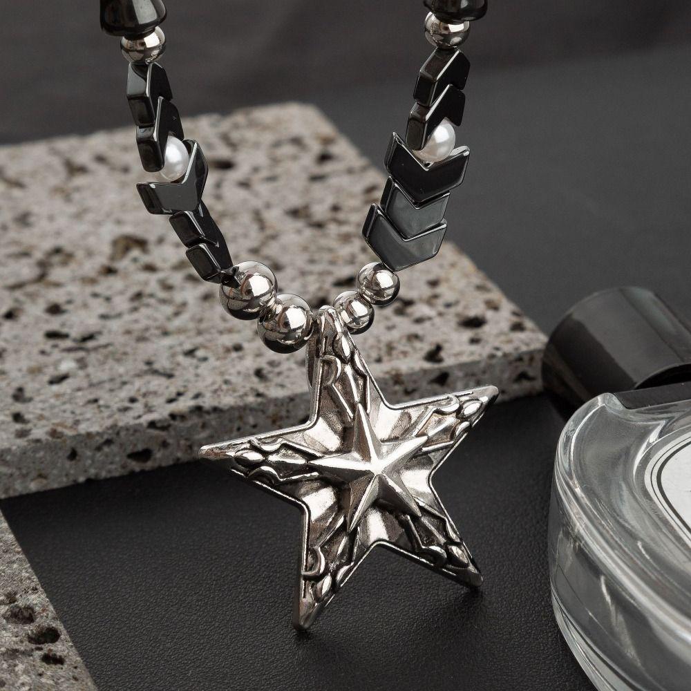 Goth Y2k Punk Necklace Geometry Simple Metal Necklace Adjustable Star Pendant Necklace  Streetwear