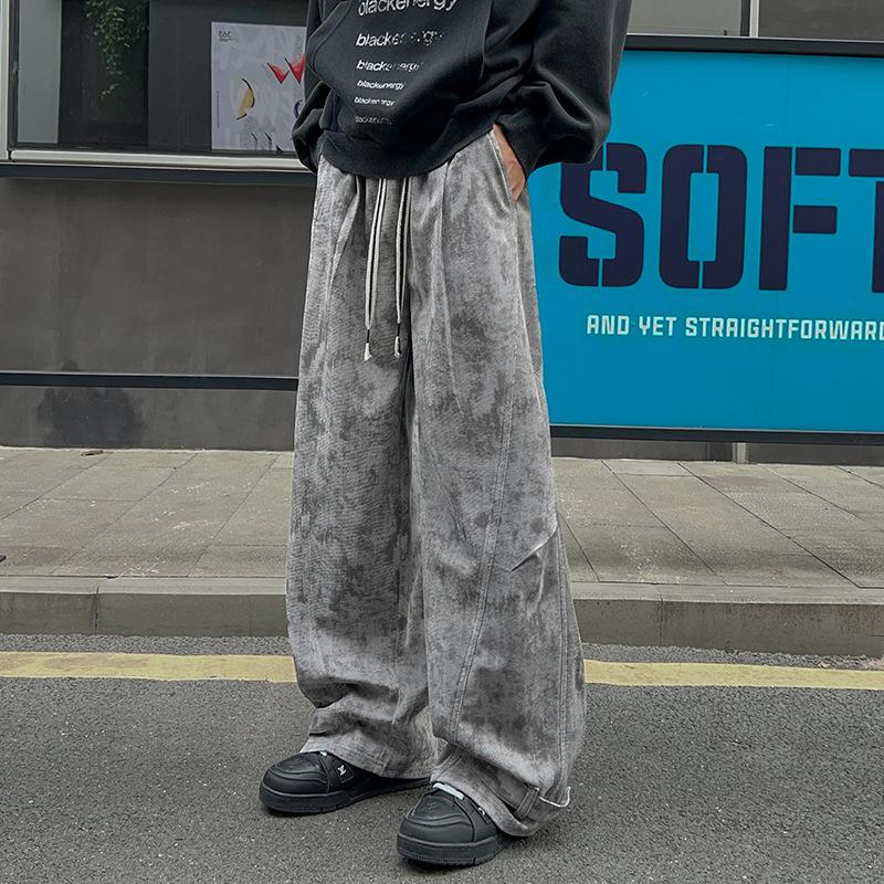 American trend tie-dye loose casual comfortable versatile straight trousers boys and teenagers wide-leg drawstring casual trousers