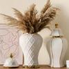 White electroplated ceramic general jar vase decoration for home living room foyer flower arrangement