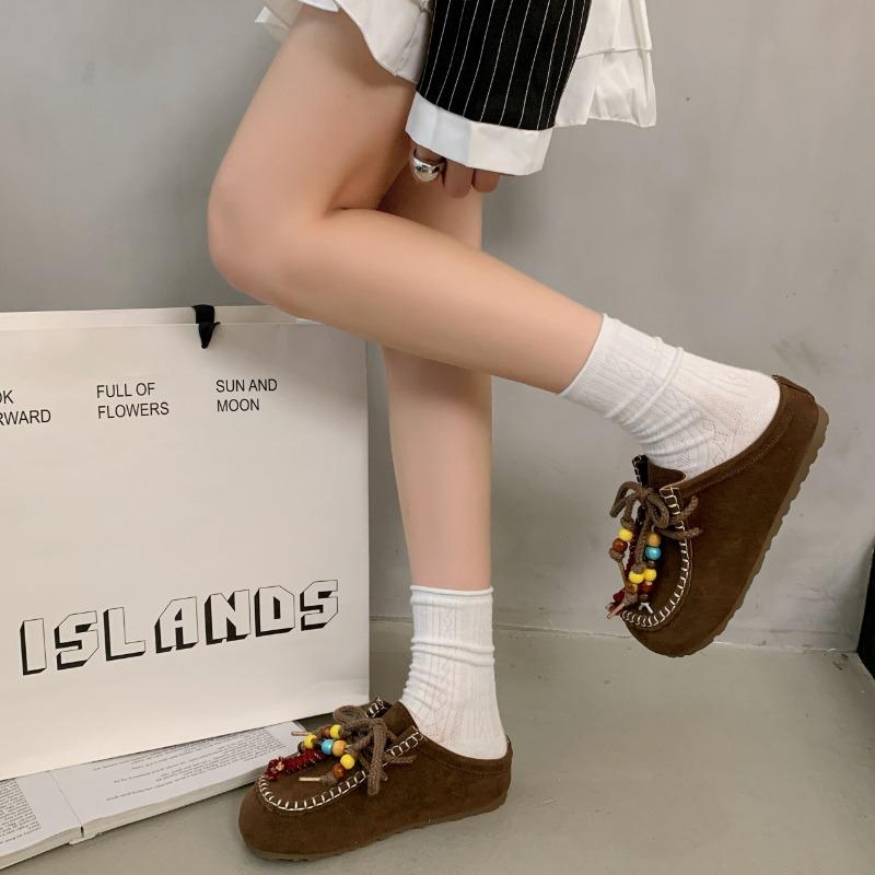 Women's Slippers Flats Sandals Retro Casual Mules Shoes Woman 2025 Trend Summer Shallow Platform Bohemian Zapatillas De Mujer