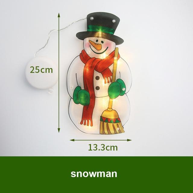 1Pc Christmas Window Decoration Hanging Lights 8 Styles LED Suction Cup Santa Claus Holiday Scene Atmosphere Decor