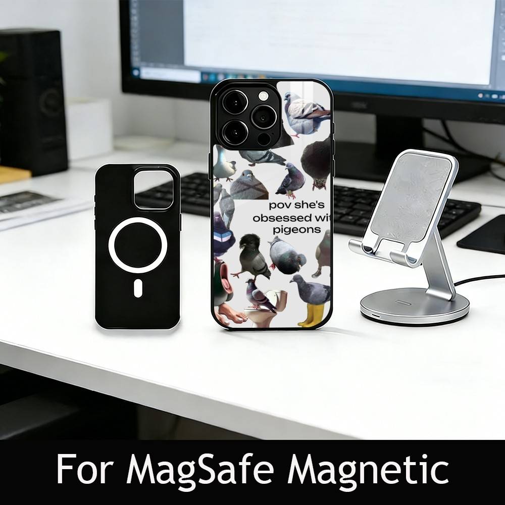 Funny silly pigeon Phone Case For iPhone17,16,15,14,13,12,11 Plus,Pro Magnetic For Magsafe Wireless Charging